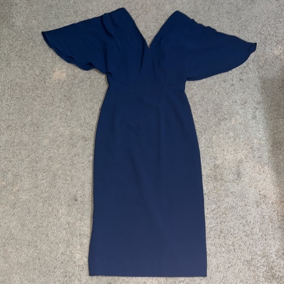 Dress The Population Louisa Butterfly Sleeve Cocktail Dress Navy XS - Picture 5 of 14